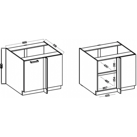 Szafka narożna 105 cm biała AURO